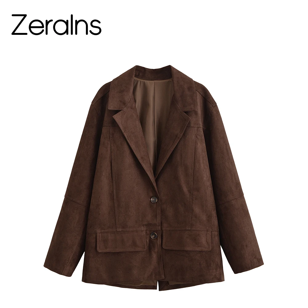 

ZERAINS, Новое осеннее поступление, женский элитный пригородный модный кожаный свободный пиджак из искусственного меха