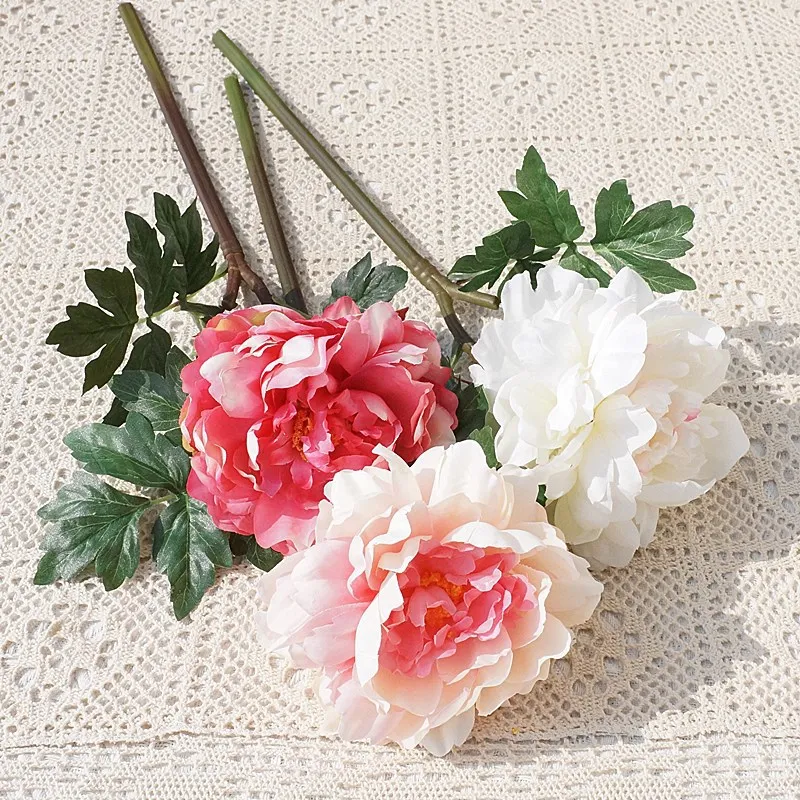 DIA 14CM Artificial Peony 54CM Single Head Fairy Peony Home Decoration Silk Flower Photography Props Wedding Supplies