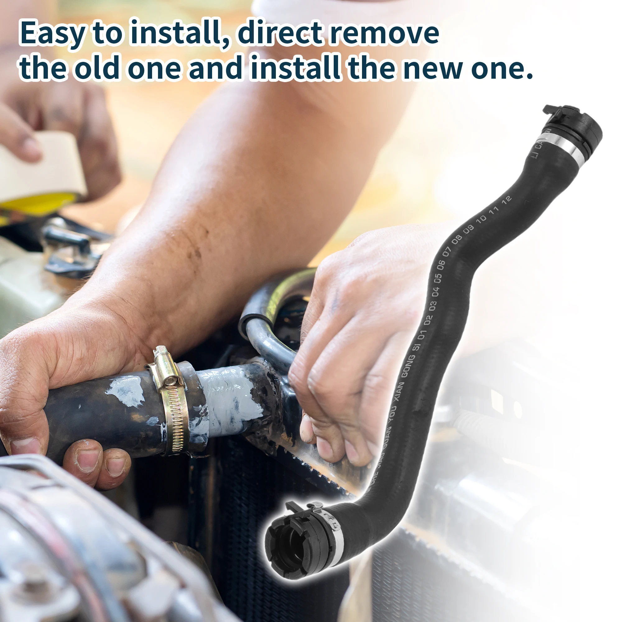 UXCELL Manguera de radiador Manguera de calentador Manguera de salida de radiador para Peugeot 308 2008 No.6466XV Tubo de agua de calefacción de goma Negro 1 Uds