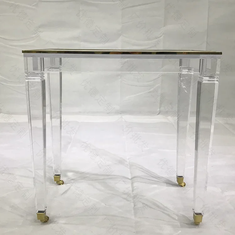 Gold-plated stainless steel trim acrylic living room coffee table hotel coffee table