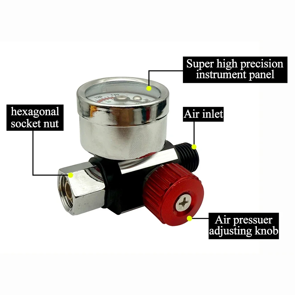 

Power Tool Pneumatic Tool Accessories Spray Paint Gun Air Pressure Regulator Gauge Pressure Regulating Valve With PF20 Connector
