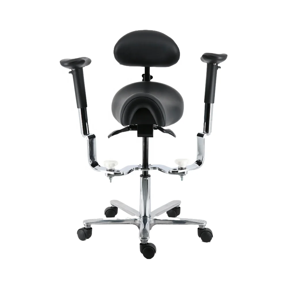 Adjustable Aluminium Armrest Modern Hospital Saddle Seat Chair PU Leather Upholstery Swing Functional Dentist Chair for School