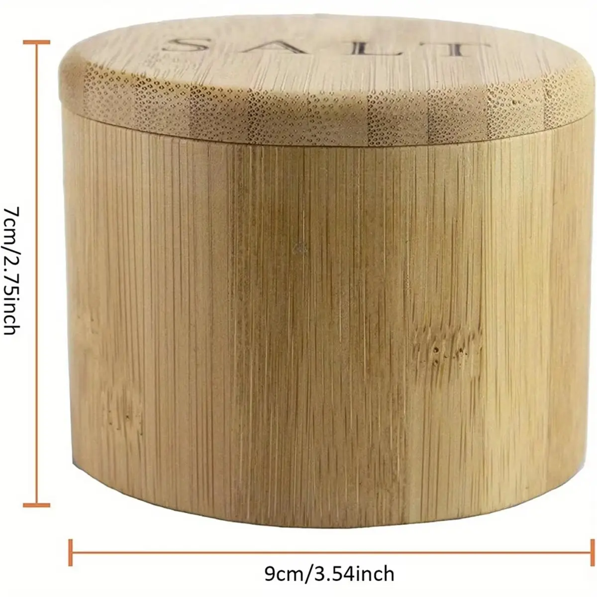 2026 Trend 1pc Bamboo Storage Box with Magnetic Twist-Off Lid, Salt Engraving on the Lid Bamboo Storage Box Salt Container