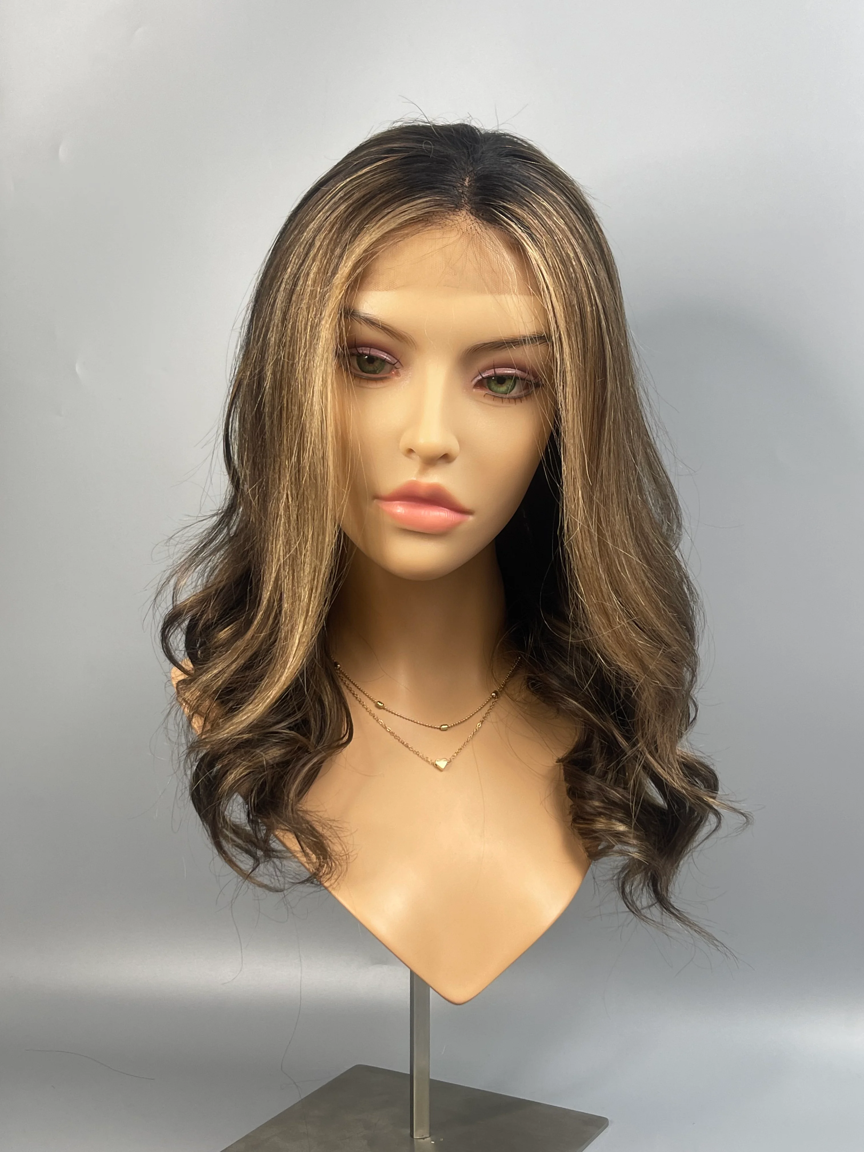 Balayage Highlight Brown Blonde Body Wave Lace Front Wig Human Hair 13x4 Transparent Lace Pre Plucked For Women