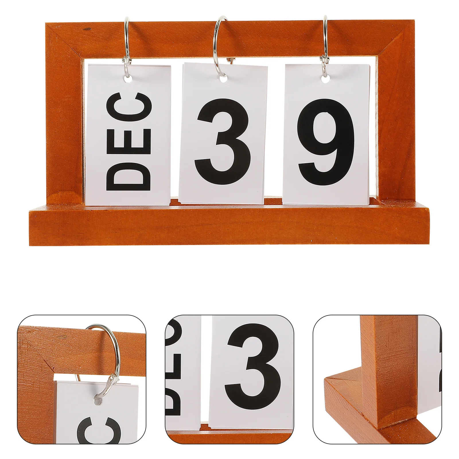 

Wooden Vintage Perpetual Desk Flip Calendar Compact Retro Design for Home Office Monthly Daily Display Wooden Calendar
