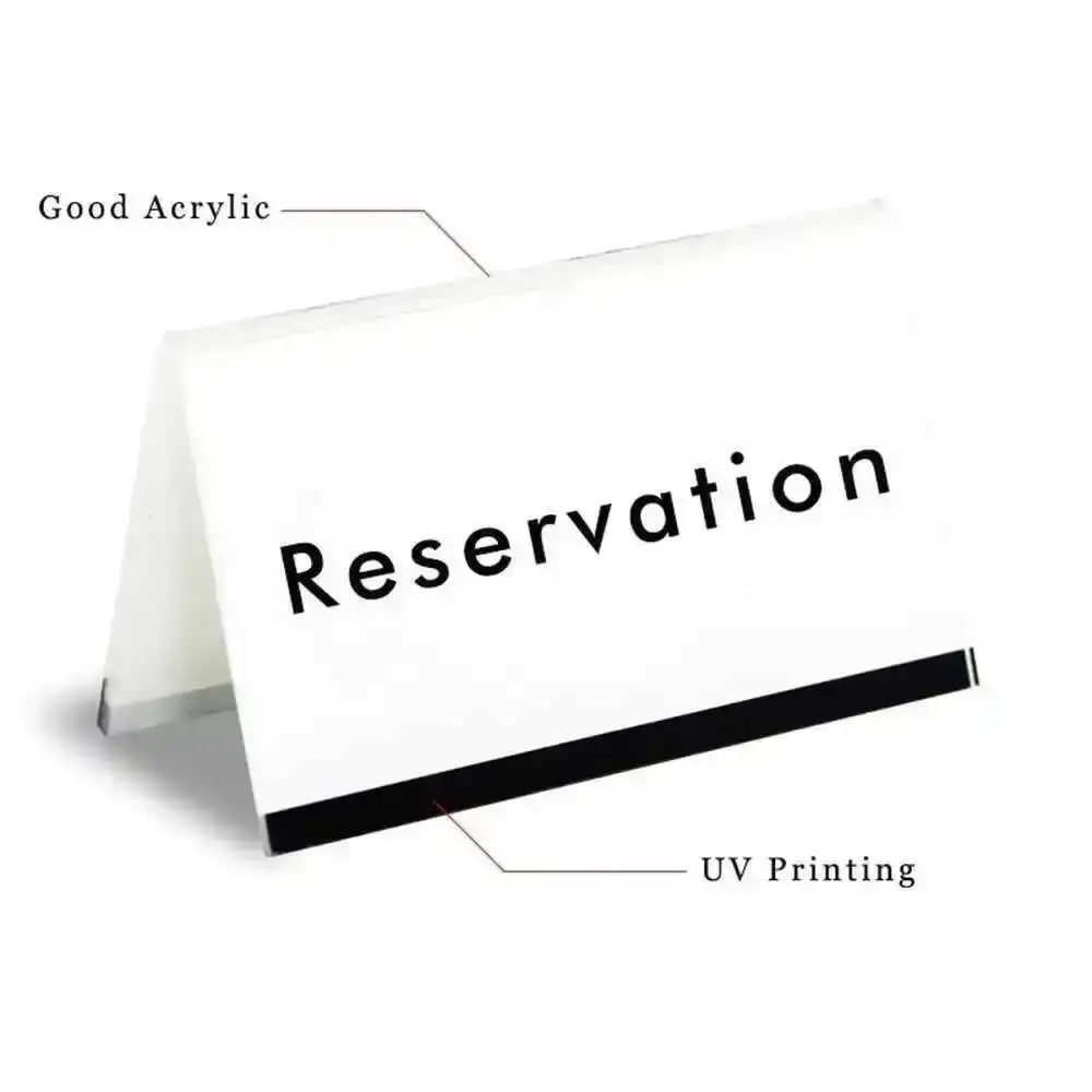 Weißes Acryl-Schreibtischschild mit Schwarzem UV-Druck, Hotel-Restaurant-Tischreservierungsschild, Schreibtischschild-Platte 10x6cm – Detail 1