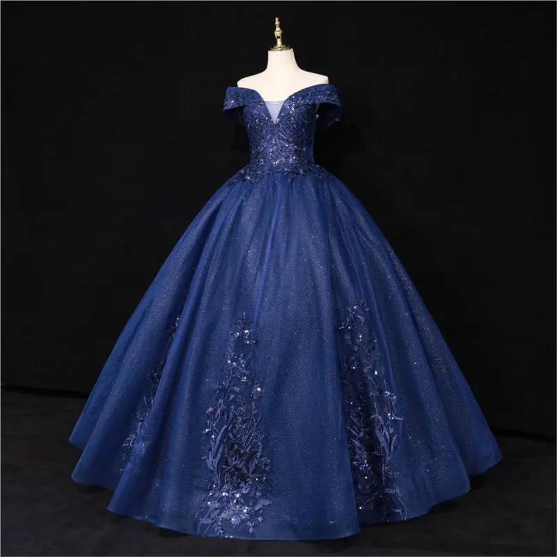 

Elegant and fashionable formal ball performance one-shoulder puffy dress