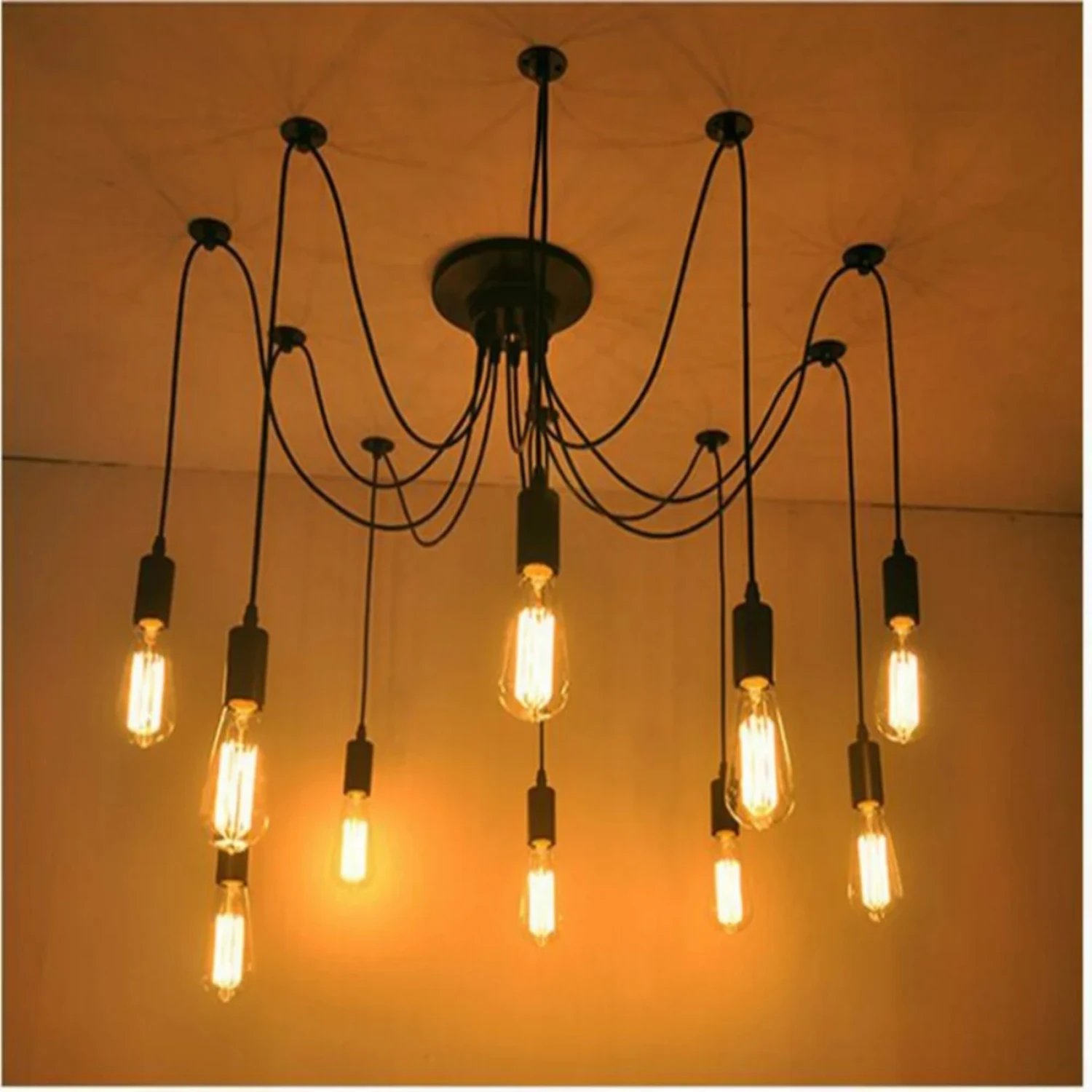 Industrial Vintage Spider Chandelier, luz pendente, suspensão Decoração, Novo