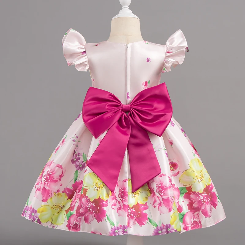 Fashion Bow Flower Girl Dresses Wedding Sleeveless Kids Party Dresses for Girls Summer Flower Girl Dresses Wedding 1-9 Years