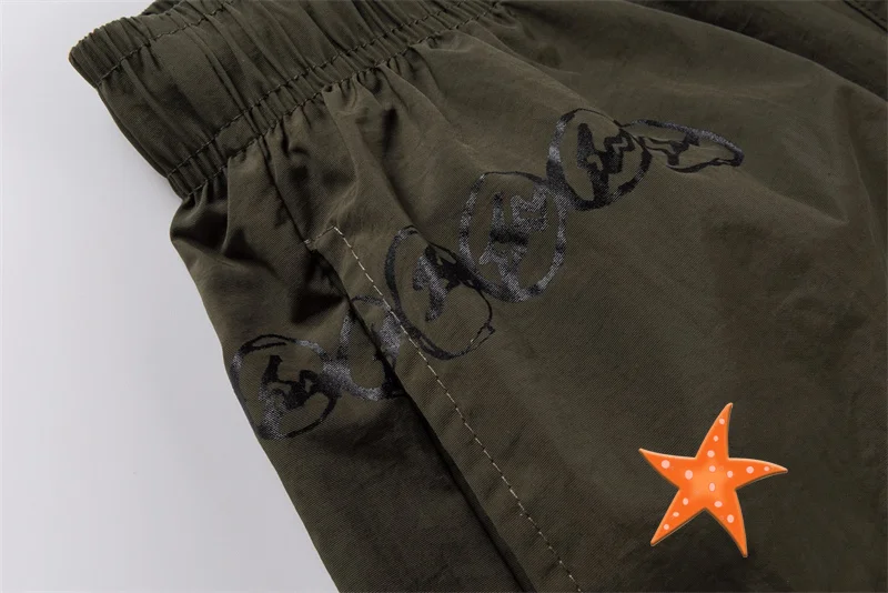 Summer Street Nylon Cactus Jack Shorts Men Women Lightning Eagle Print Elastic Waist Casual Pants Cactus Sweatpants