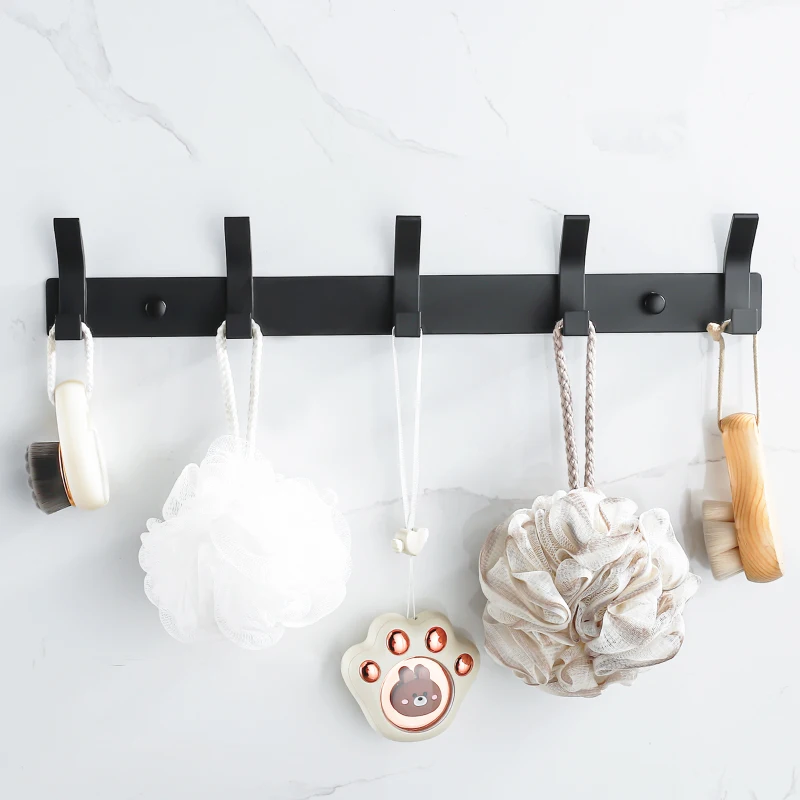 

Modern 3/4/5/6 Rows Wall Hanging Hooks Key Holder Wall Door Clothes Hanger Rack Black Bathroom Organizer Towel Hooks