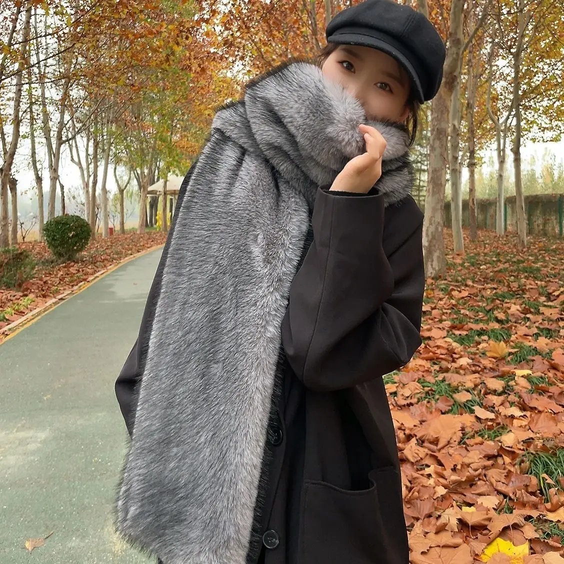 

Зимний теплый воротник из искусственного лисьего меха, женский шарф, шаль, женские воротники, теплые длинные шарфы для шеи, роскошный меховой шарф, шали Wh79