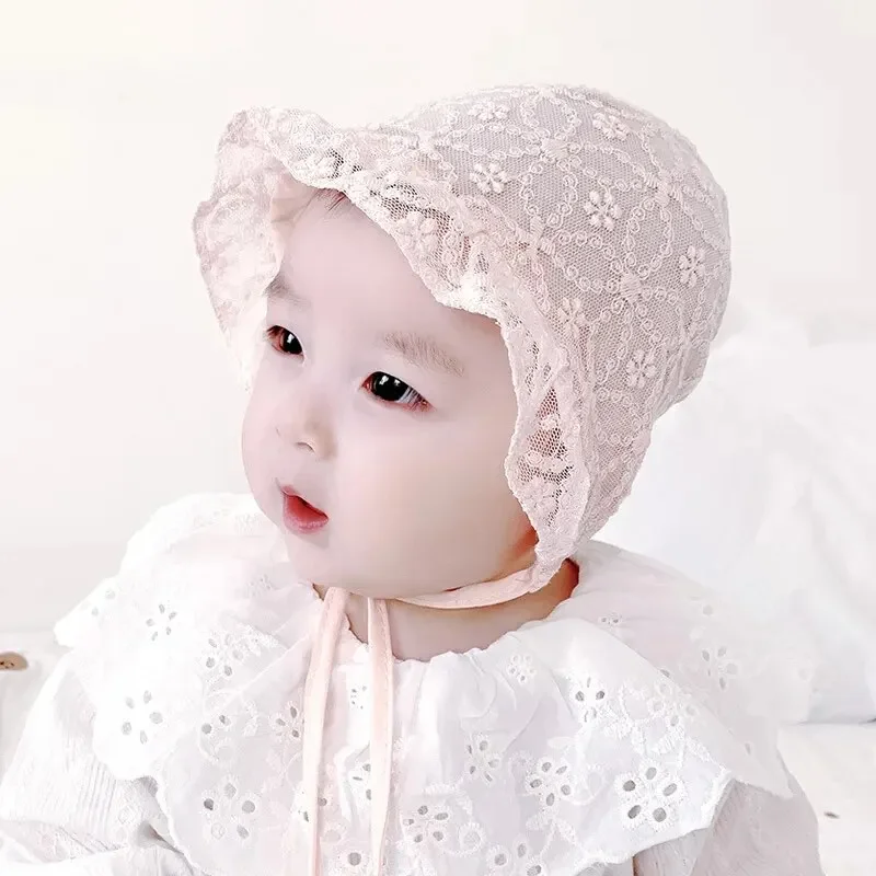 Lace Court Baby Hat Soft Breathable Cotton Newborn Infant Bonnet Cap Summer Summer Girl Sun Hat