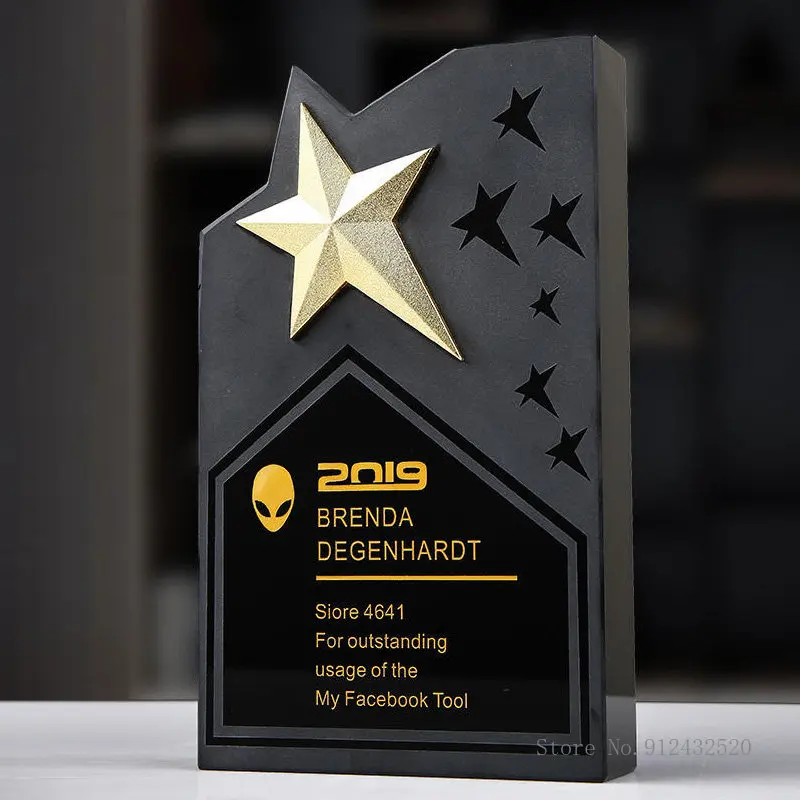 

Customized Creative Pentagram Medal, Team Annual Meeting Sales Honor Awards, Home Decorations, Free Engraved Crystal Trophy, 1PC