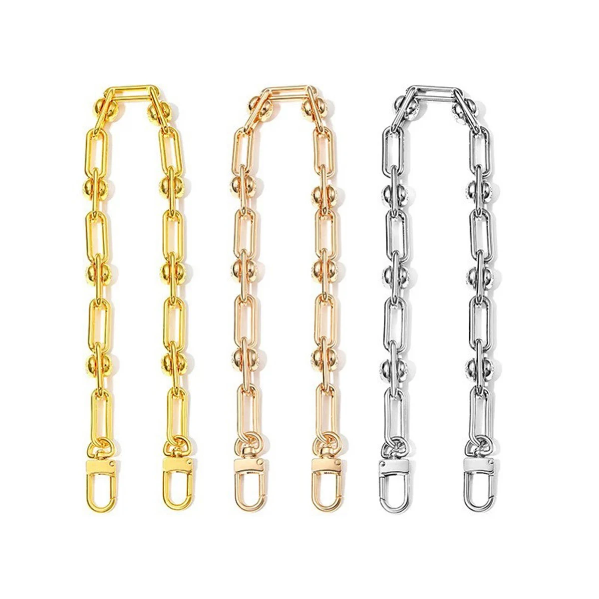 Light Gold Chunky Chain Purse Strap Extender Accessory Link Charms Decoration Underarm Bag Strap Handle Repalcement For L V Bag