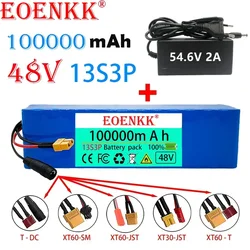 EOENKK New48V100Ah 1000w 13S3P 48V Lithium ion Battery Pack 100000mah For 54.6v E-bike Electric bicycle Scooter with BMS+charger