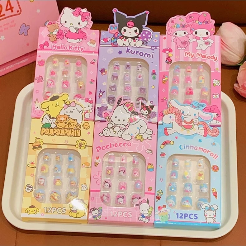 Hello Kitty-pegatina para uñas para niñas, Kuromi Cinnamoroll, decoración para uñas, Cosplay, juguetes clásicos, regalos para niños