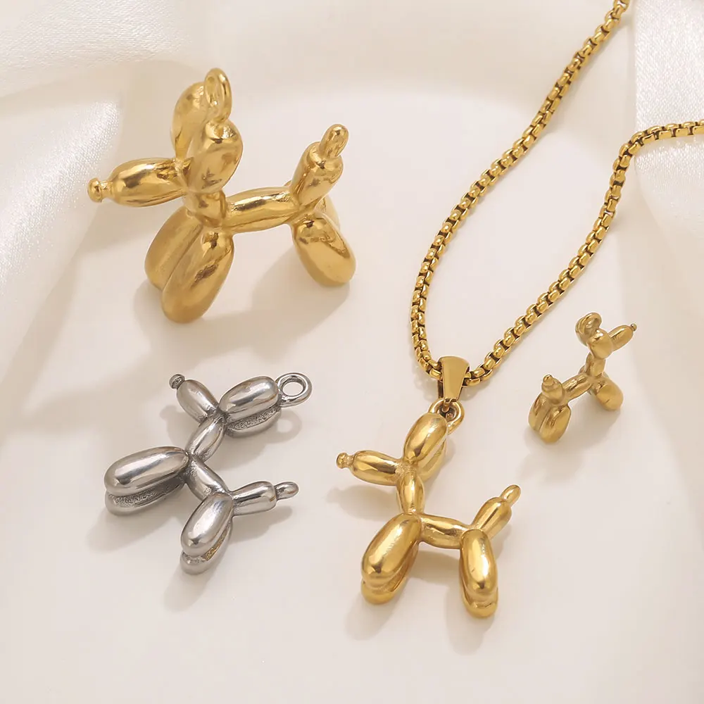 

4pcs Stainless Steel Cartoon Dog Charms Jewelry Making Accessories DIY Women Necklace Earring Bracelet Cute Gift Wholesale Metal