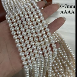 6-7mm 4A Natural Freshwater Pearl White Round High Quality  Isolated Loose Bead Jewelry Make DIY Necklace Bracelet Accessories