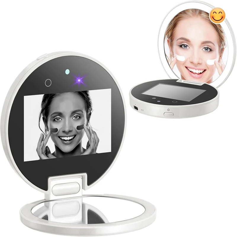 Smart Sunscreen Led Light Portable Makeup Mirror Uv Camera Visual Face Sunscreen Makeup Mirror