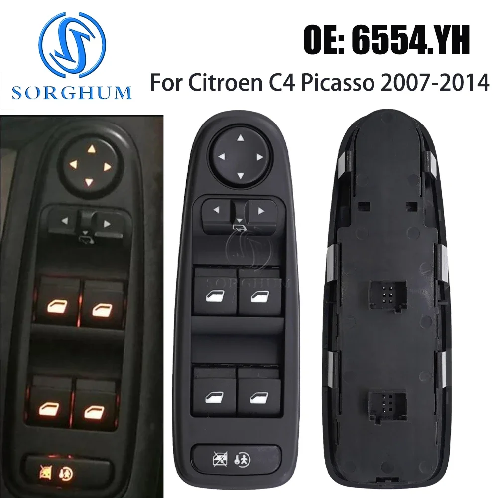 SORGHUM 6554YH Master Electric Power Window Master Switch Control Unit For Citroen C4 Grand Picasso 2007-2014 6554.YH 96639383ZD