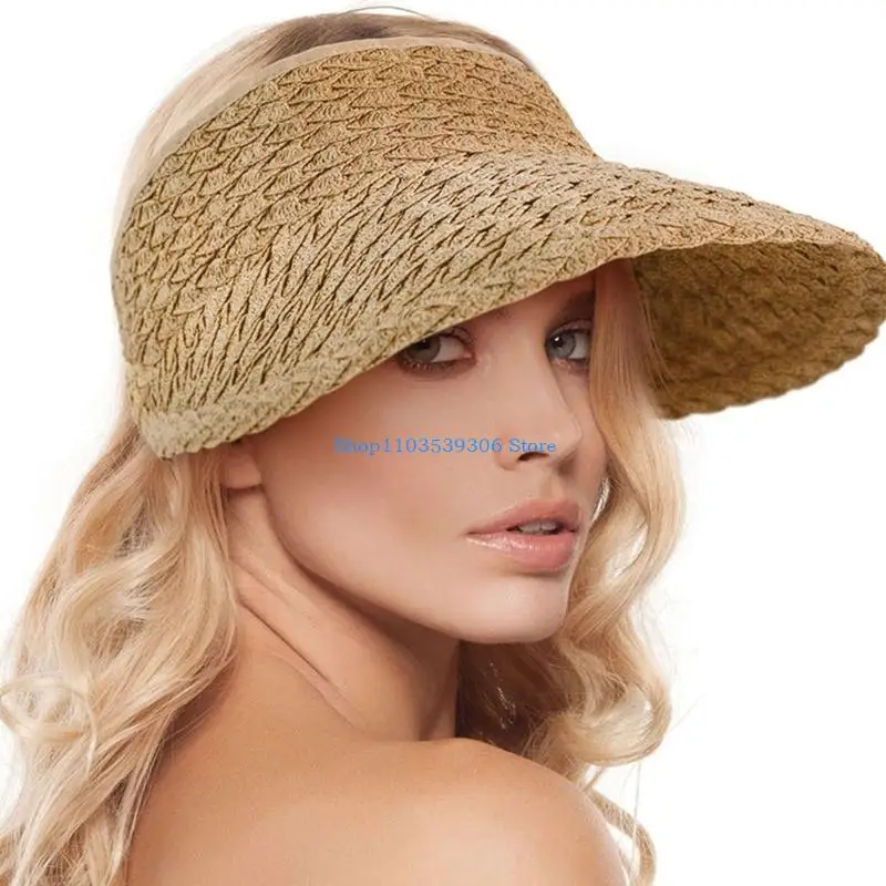 400A Trendy Color Empty Top Beach Visor Cap Summer Must Have Item Sunscreen Petal for Sun Hat for Women Girl Best Frien