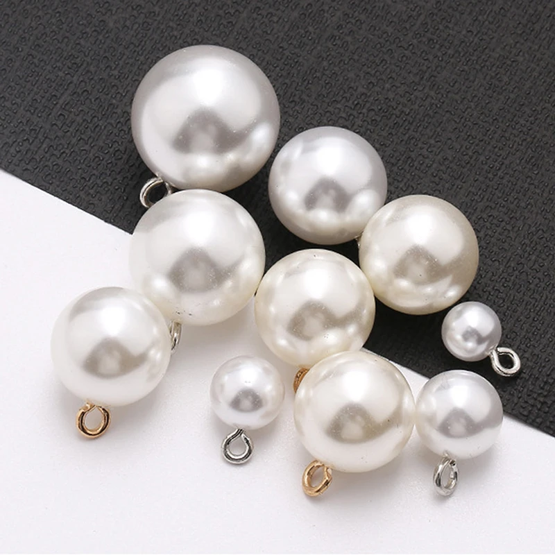 1-10pcs Mushroom Plastic Pearl Shirt Buttons Gold Silver Shank Button For Clothing Woman Kids Decor Mini Sewing DIY Hair Ribbon