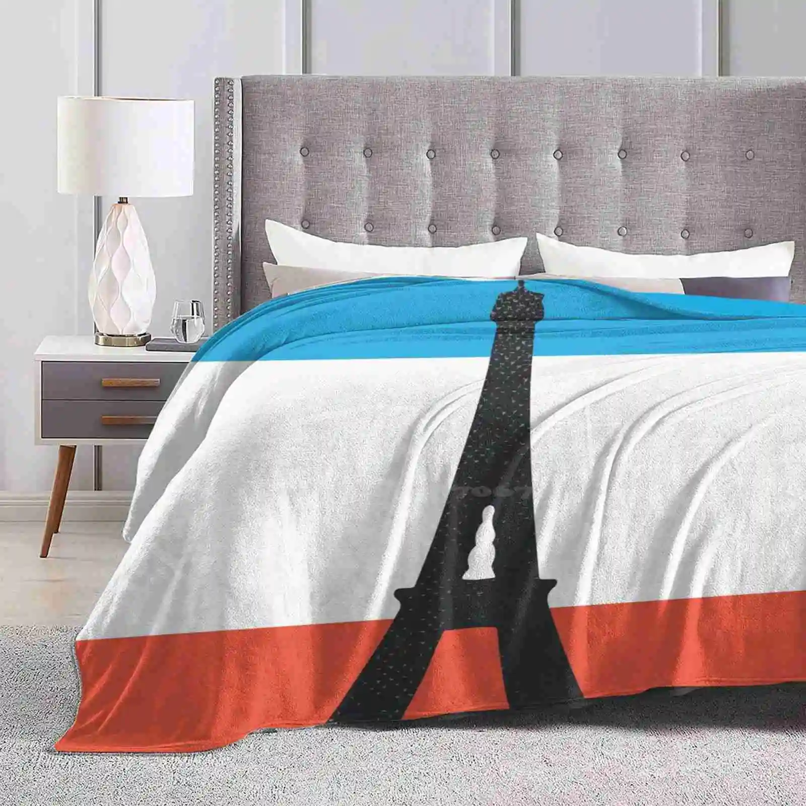 Paris New Print Novelty Fashion Soft Warm Blanket Paris France Eiffel Tower Flag Traveling