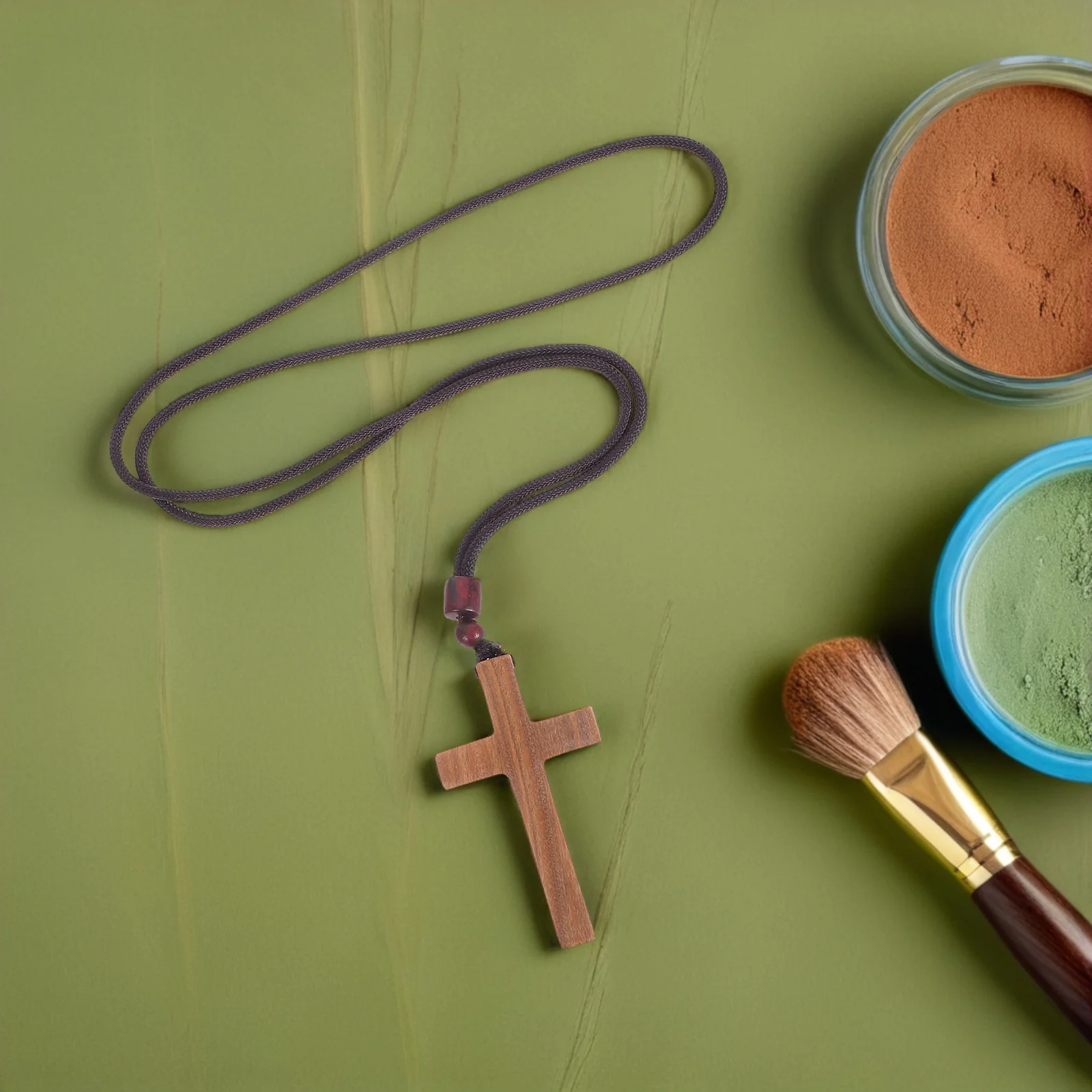 

Natural Wooden Cross Pendant for Car Rearview Mirror Handcrafted Vintage Wood Cross Charm Auto Hanging Decoration Spiritual