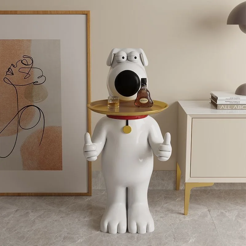 Large Thumbs Up Dog Tray Statue Floor Standing Resin Art Toy Home Decor for Living Room Sofa TV Cabinet Side Housewarming Gift