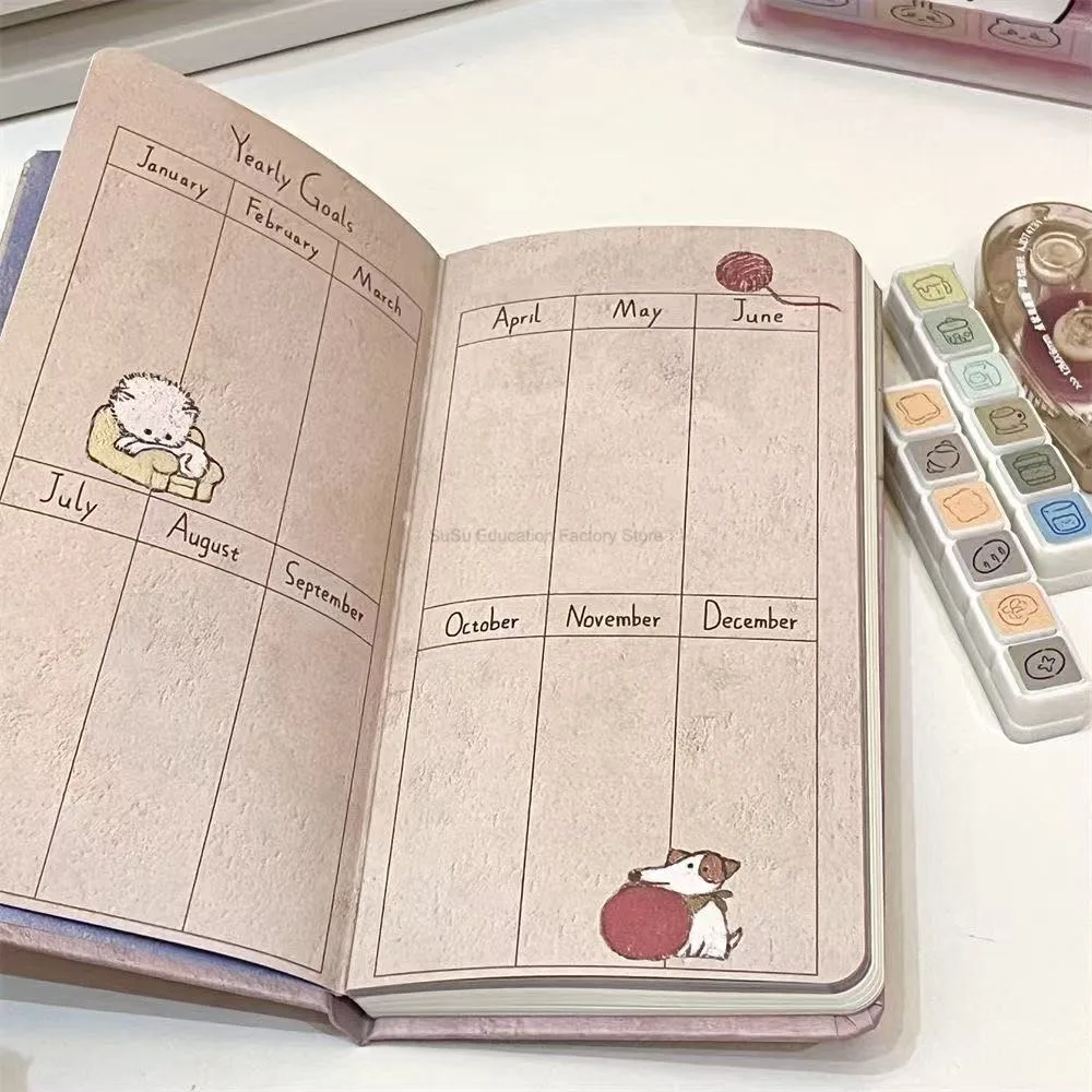 Cartoon Illustration Cute Little Elephant Schedule Planning Notebook Color Inner Page Daily Planner Portable Pocket Book