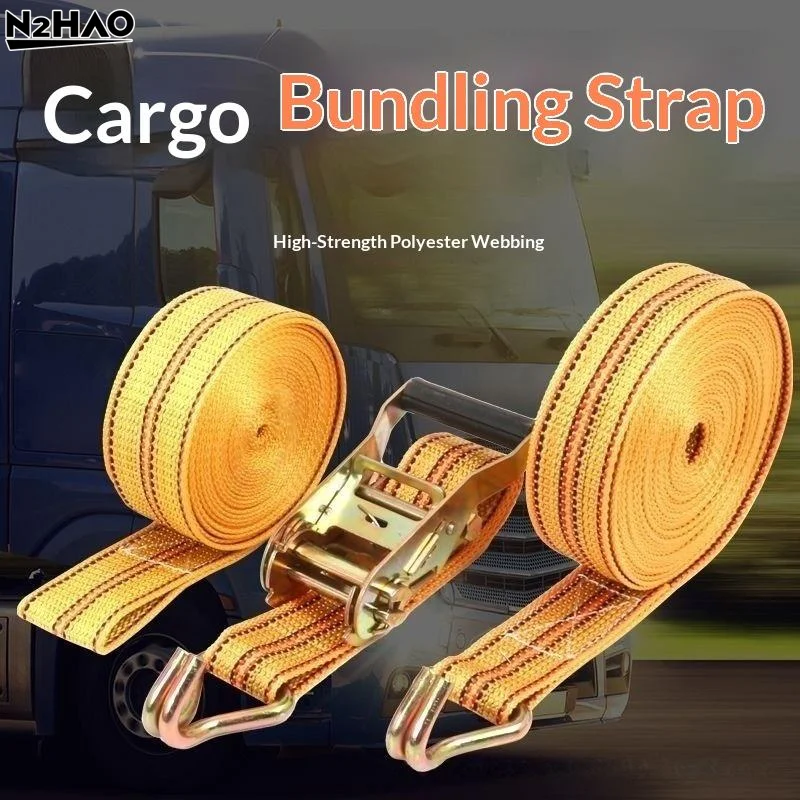 1 Set 40mm Wide 3-12 Meters Double Hook Cargo Securing Straps Heavy Duty Ratchet Tie Down Straps Truck Trailer Transport Lashing