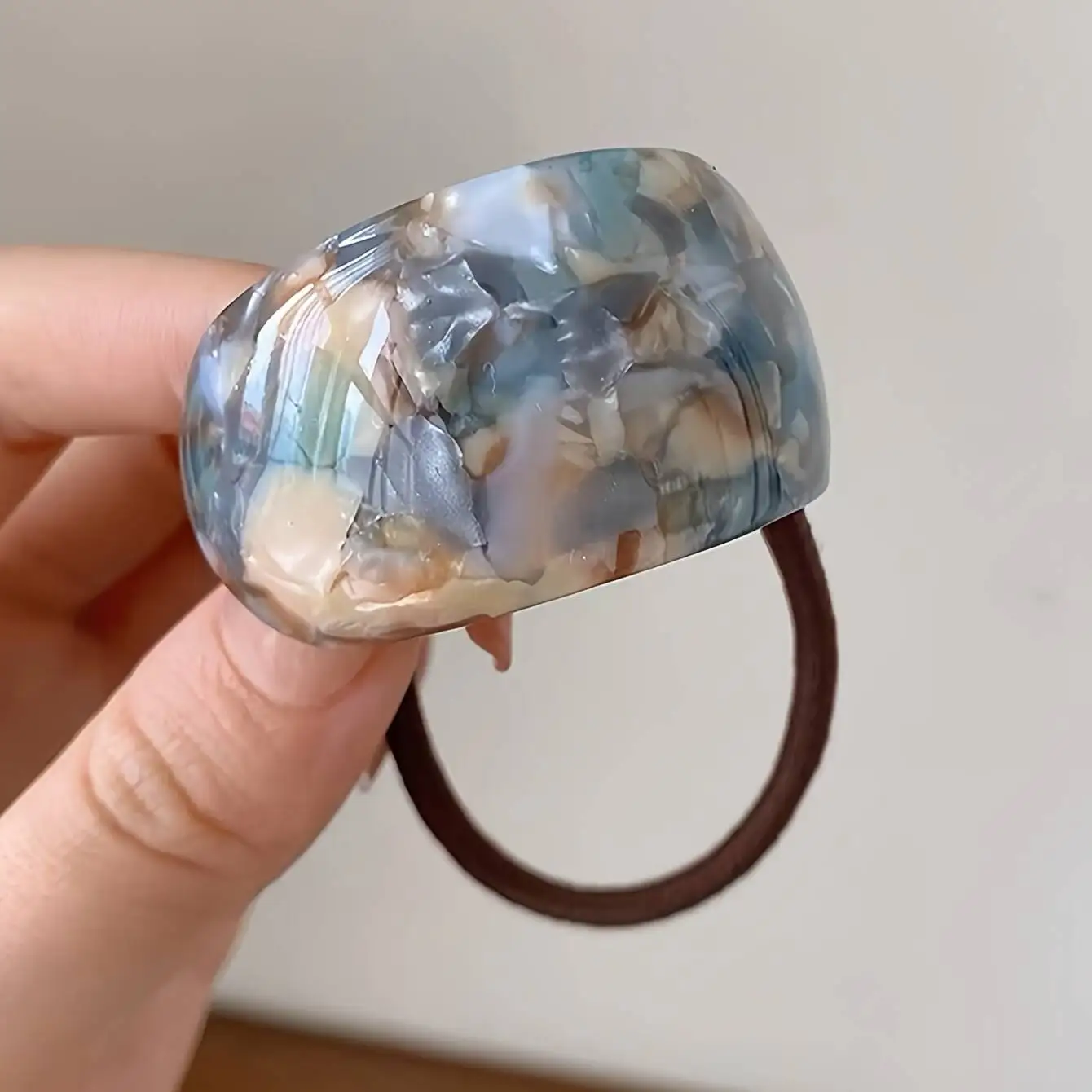 ربطة شعر أنيقة من الأسيتات المزخرفة بالرخام، حامل ذيل حصان لطيف وحلو للنساء والفتيات، أربطة شعر مرنة على الموضة، أربطة مطاطية #5