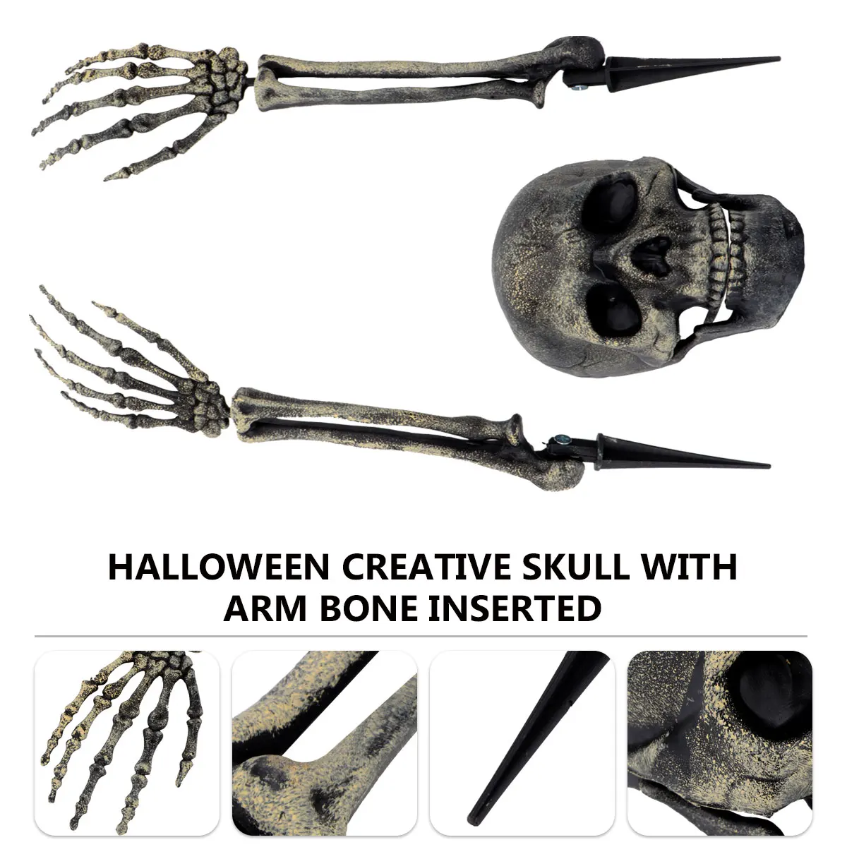 

3 Pcs Skull Arm Bone Decoration Halloween Skulls and Skeletons Props Graveyard Heads Coming Out of Ground