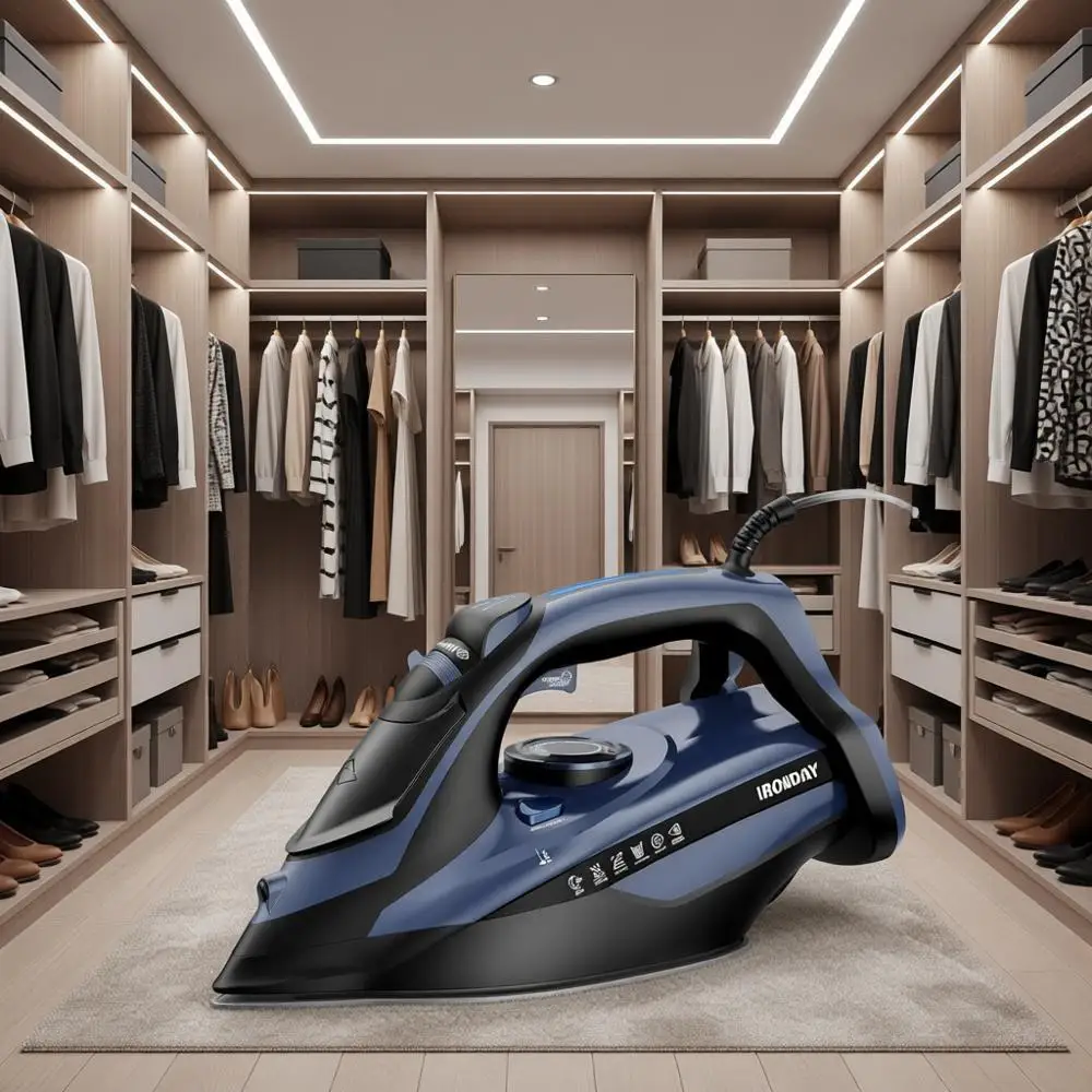 

Паровой утюг, 1700 Вт, с большим резервуаром для воды, автоматическое отключение, функция парового удара, распыление воды, защита от капель, самоочистка, идеально подходит для дома, синий