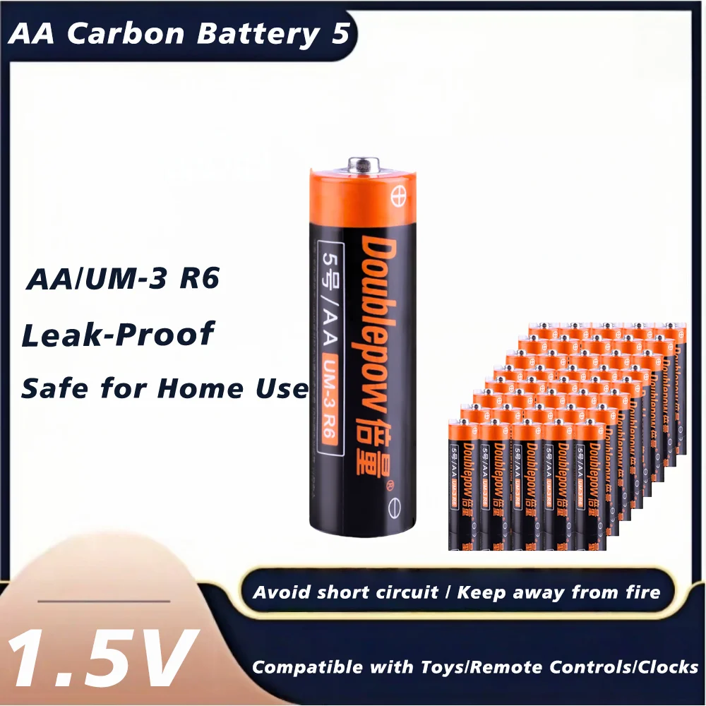 AA 1.5V Carbon Zinc Batteries-Super Value Pack for Remote/Clock/Toy/Flashlight/Home Use-Heavy Duty,Long Expiry Date (Disposable)