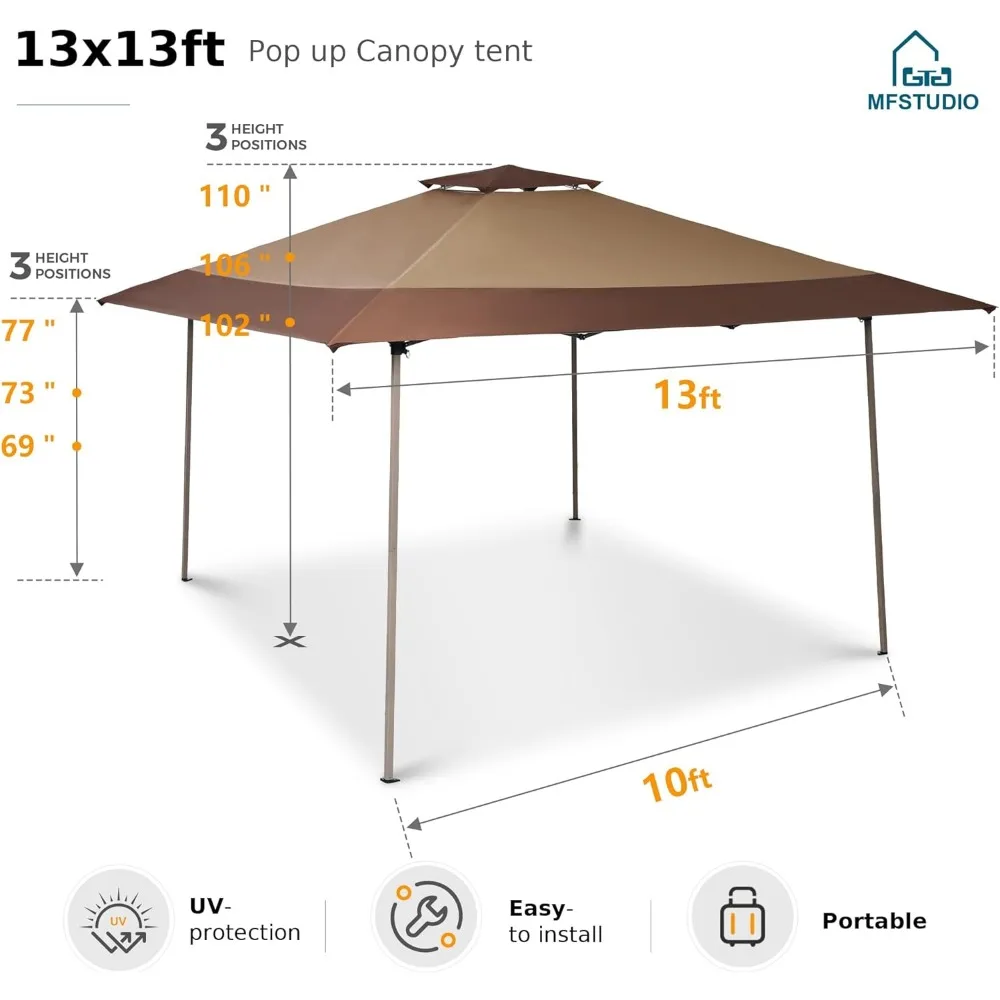 Imagem -06 - Pátio Gazebo Tenda com Cortina de Canto Elegante Pop-up Canopy Abrigo ao ar Livre Quintal Festa Família 169 Quadrados 13 x 13