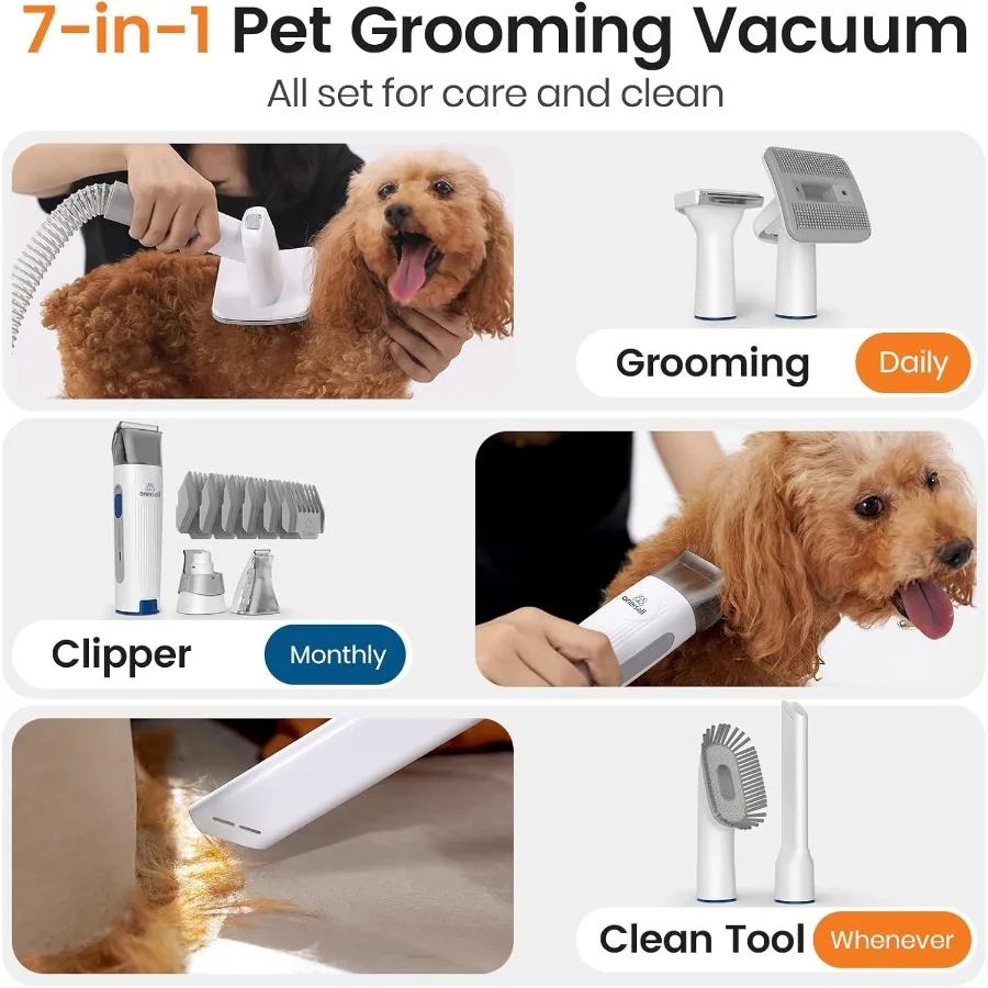 Efficient Dog Grooming Vacuum with Clipper Nail Grinder for Shedding Pet Hair Removal 1.5L Dust Cup Pet Grooming Tool Set Inclu