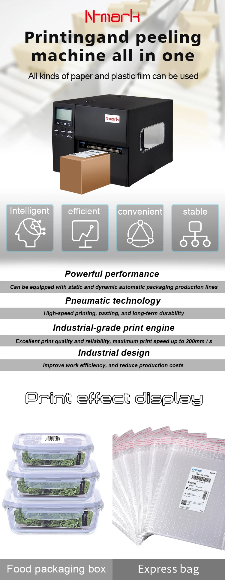 N-mark Factory Fast Speed Use PLC Port Stripping Machine  Industrial Shipping Label and Sticker Printer Machine