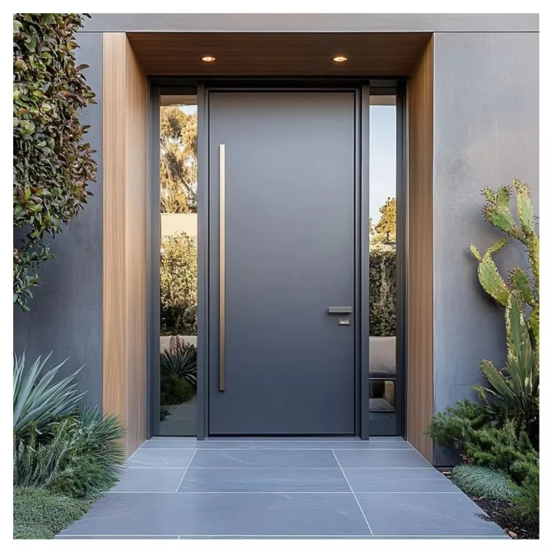 

Modern minimalist style dark grey security turnstile heavy duty metal entrance door anti-theft function for apartments