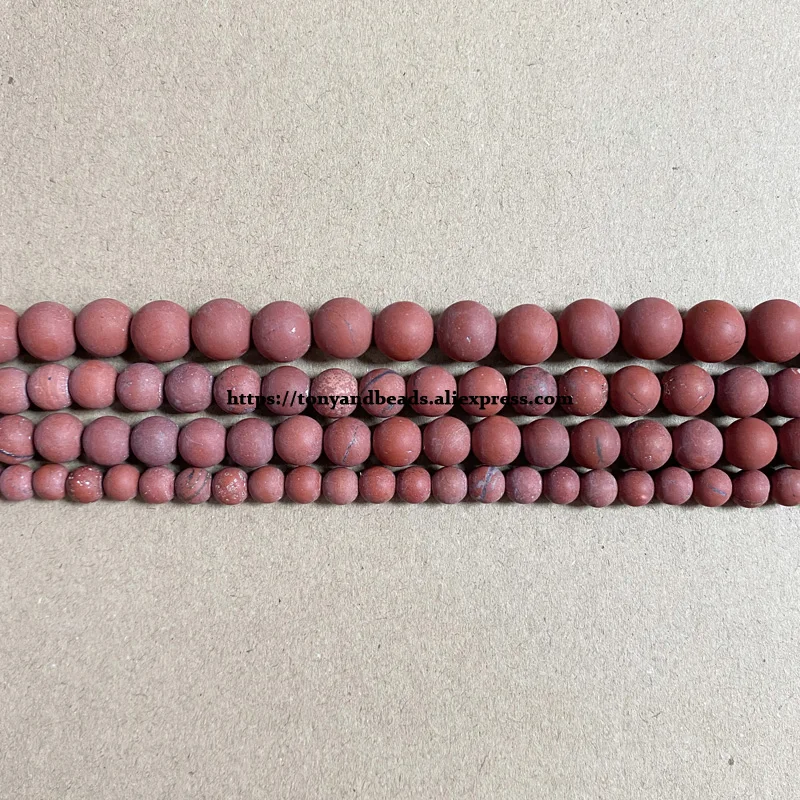 Natural Stone Matte Red Jasper Round Loose Beads 15\