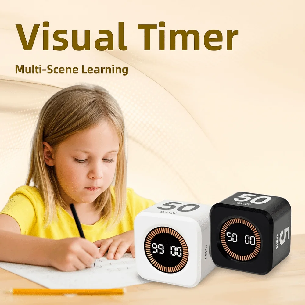 

4 Preset Time Visual Flip Timer LED Display Cube Shape Productivity Cube Timer Gravity Sensor Countdown Function Countdown Timer
