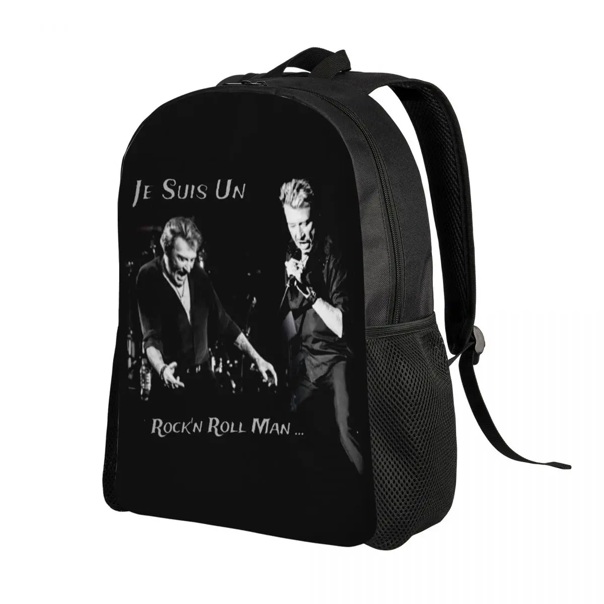 Rock Star  Johnny Hallyday Backpacks for Women Men College School Student Bookbag Fits 15 Inch Laptop France Singer Bags