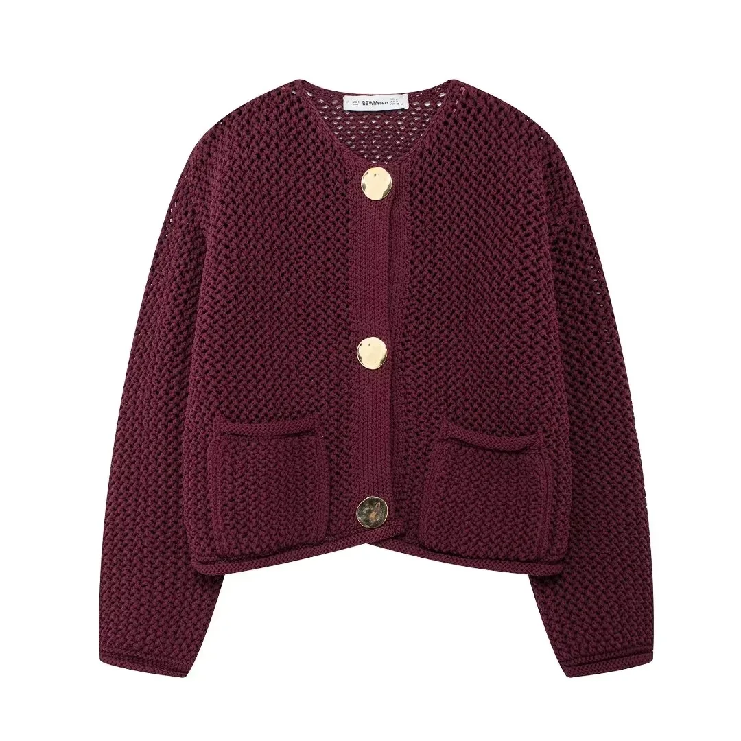 2025 Women's Fall New Arrival Fashionable Casual Long Oversized Knit Cardigan Versatile Minimalist Design Polyester