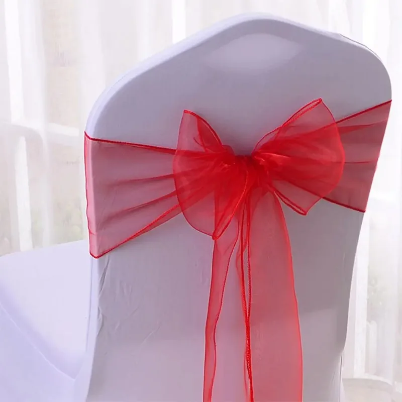 1pcs Organza Chair Sash Bow for Wedding Party Cover Banquet Baby Shower Xmas Decoration Home Chairs Decoration 17x210CM