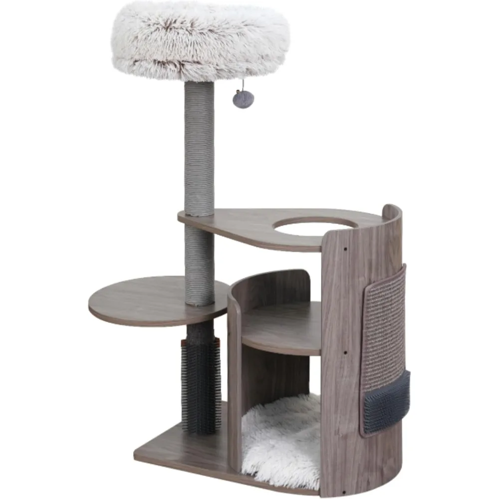 

PetPals® Cullen Mid-Century 4-Level Cat Tower with Laminated Wood Frame, Recycled Paper Rope Scratching Posts, Sisal Mat, Soothi