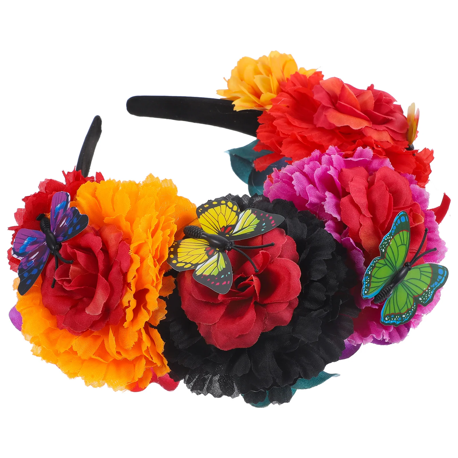 Day of The Dead Headband Flower Garland Mini Crowns for Arrangements Hat Mexican Costumes Women Rave Accessories Fabric Women's