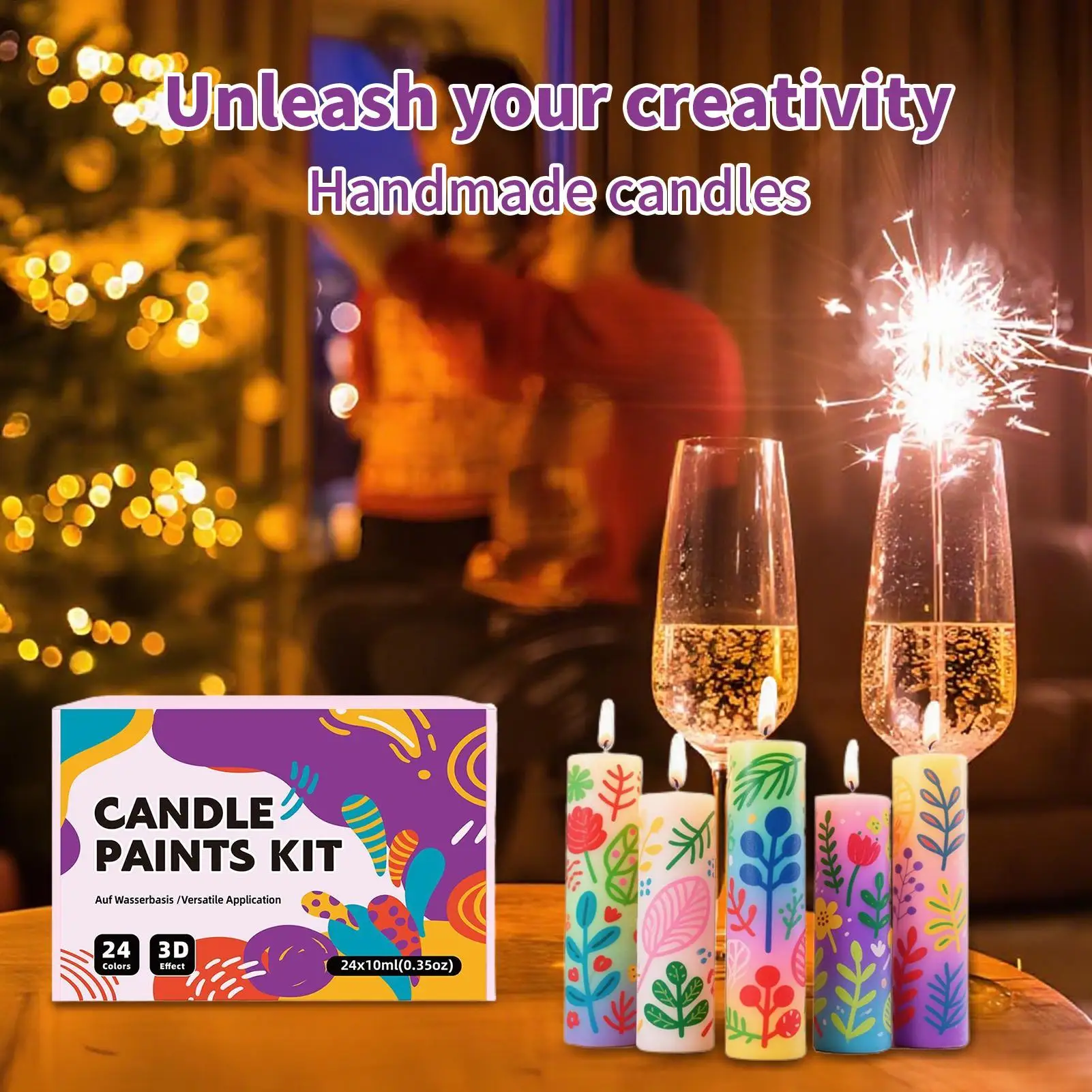 24pcs Candle Paint Pen Kit, Fabric Decorating, Creative Hobbyists Craft Activities Glass Vases Clothes T-Shirts Art Project