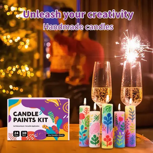 Kit de bolígrafos de pintura con velas, decoración de tela, aficionados creativos, actividades artesanales, jarrones de vidrio, ropa, camisetas, proyecto de arte, 24 Uds.