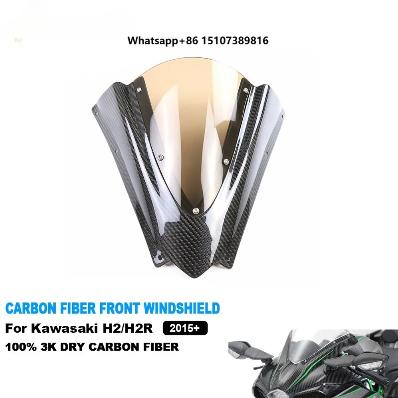 

Full 3K Dry Carbon Fiber Motorcycle Wind Deflectors Fairing Kit Windshield Windscreen for Ninja H2 H2R 2015-2026
